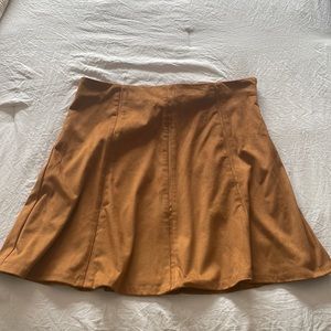 Loft Camel Brown Faux Suede Skater Skirt Size 12